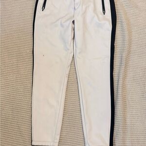 Women's White and Black Straight Leg Pants